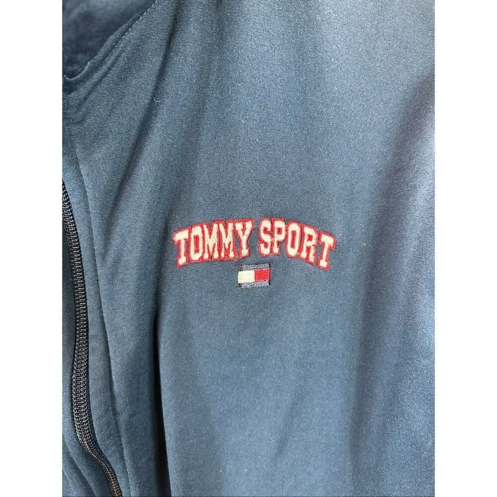 Vtg Tommy Hilfiger Tommy Sport Track Jacket Navy Red Y2K XL Full Zip Blokecore